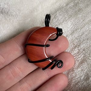 Red jasper moon wire wrap stone hand made
